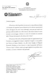 Lettera Quirinale