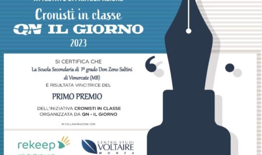 Concorso “Cronisti in classe” del giornale Il Giorno – Primo premio alla classe 1^C